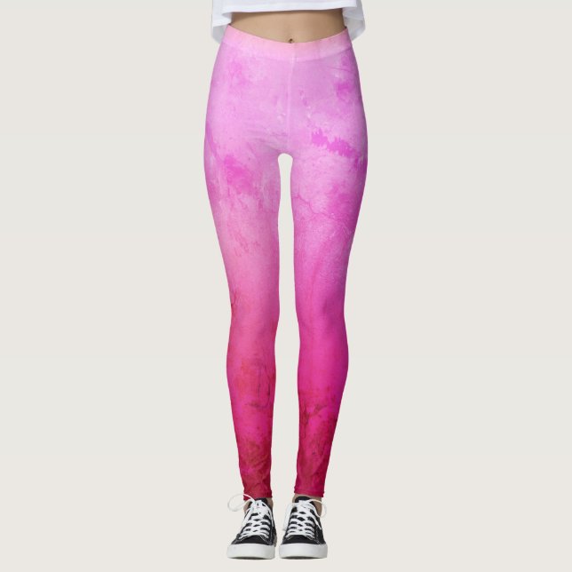 Pink, Purple , Happy Mood Custom Leggings (Front)