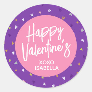 Pink Purple Happy Valentines Sticker