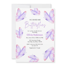 Pink Purple He Gives Me Butterflies Bridal Shower