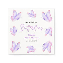 Pink Purple He Gives Me Butterflies Bridal Shower