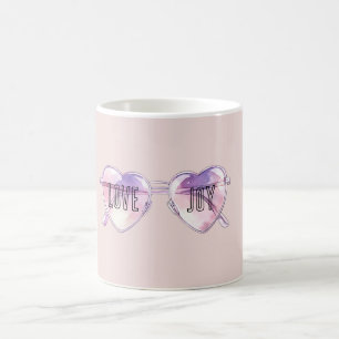 Pink Purple Heart Glasses Love Joy Coffee Mug
