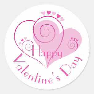 Pink Purple Hearts Happy Valentine's Day Classic Round Sticker