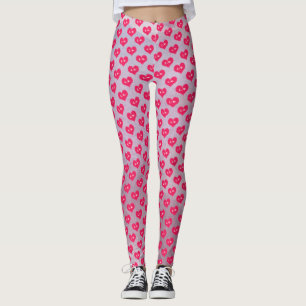 Pink Purple Hearts Pattern Valentine Day Leggings