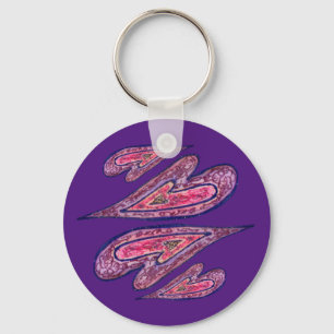 Pink Purple Hearts Pendant Art Charm Keychains