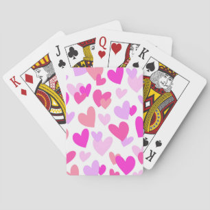 Pink & Purple Hearts, Valentine's Day Pattern Playing Cards