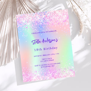 Pink purple holographic 18th birthday budget