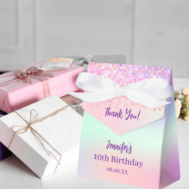 Pink purple holographic birthday favour box (Creator Uploaded)