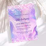 Pink purple holographic birthday luxury invitation<br><div class="desc">A girly and feminine 18th (or any age) birthday party invitation. On front: A holographic coloured background in purple,  pink.  Decorated with blush pink confetti. Personalise and add a name and party details. The name is written with a hand lettered style script,   purple coloured letters.</div>