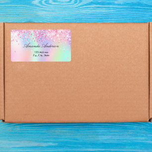 Pink purple holographic return address shipping