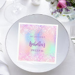 Pink purple holographic sparkles Sweet 16 Napkin<br><div class="desc">A girly trendy holographic background in pink,  purple,  mint green. Decorated with faux sparkles.  Personalise and add a name and age.</div>