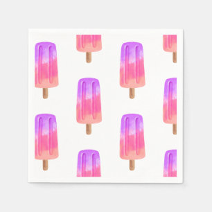 Pink Purple Ice Pops Girl Birthday Napkin