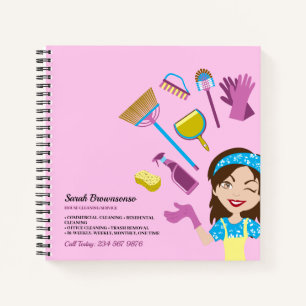 Pink Purple Janitor Lady Brand for Cleaning Notebook