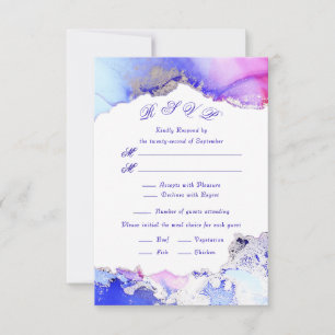 Pink Purple Jewel Tones Ink Wash RSVP Card