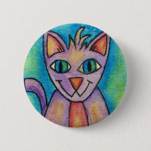 Pink Purple Kitty Cat 6 Cm Round Badge