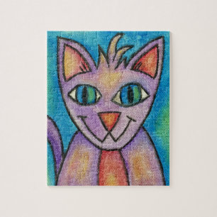 Pink Purple Kitty Cat Jigsaw Puzzle