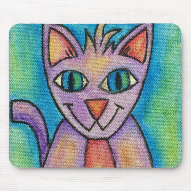Pink Purple Kitty Cat Mouse Mat (Front)