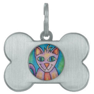 Pink Purple Kitty Cat Pet ID Tag