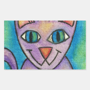Pink Purple Kitty Cat Rectangular Sticker