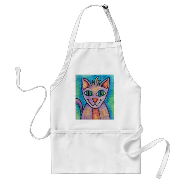 Pink Purple Kitty Cat Standard Apron (Front)