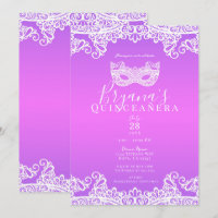 Pink Purple Lace Masquerade 15th Quinceañera