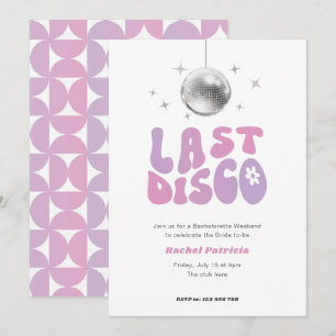 pink purple last disco, retro bachelorette party invitation