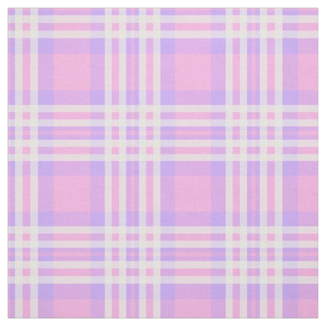 Pink Purple Lavender Plaid Gingham Check Girl Fabric (Swatch)