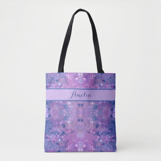 Pink Purple Lavender Watercolor Paint Spatters  Tote Bag (Front)