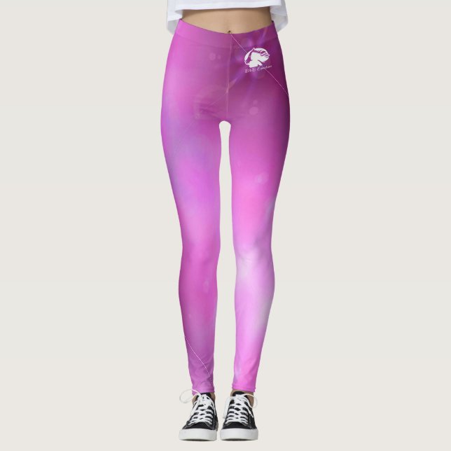 Pink Purple Leggings - White B&B Logo (Front)