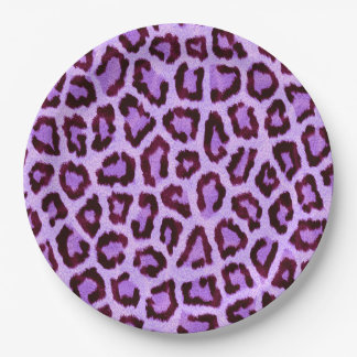 Pink Purple Leopard Fur Spots Pattern Paper Plate