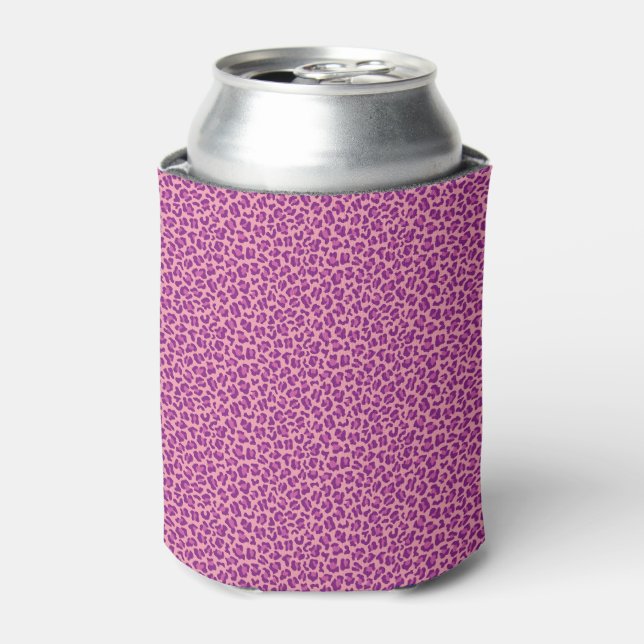 pink purple leopard skin pattern can cooler (Can Front)