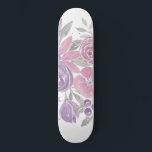 Pink Purple Light Sage Green Floral Watercolor Skateboard<br><div class="desc">This elegant and pretty pattern is perfect for the trendy and stylish woman. It features hand-painted pink, purple, and light sage green flowers and leaves on top of a simple white background. It's artsy, girly, country, cute, unique, and trendy. ***IMPORTANT DESIGN NOTE: For any custom design request such as matching...</div>