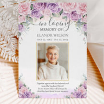 Pink Purple Lilac Floral Photo Funeral Memorial