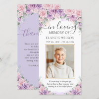 Pink Purple Lilac Floral Photo Funeral Memorial