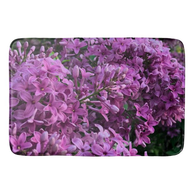 Pink purple lilacs | romantic pink floral photo bath mat (Front)