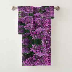 Pink purple lilacs   romantic pink floral photo bath towel set
