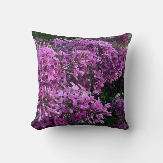 Pink purple lilacs | romantic pink floral photo cushion (Front)
