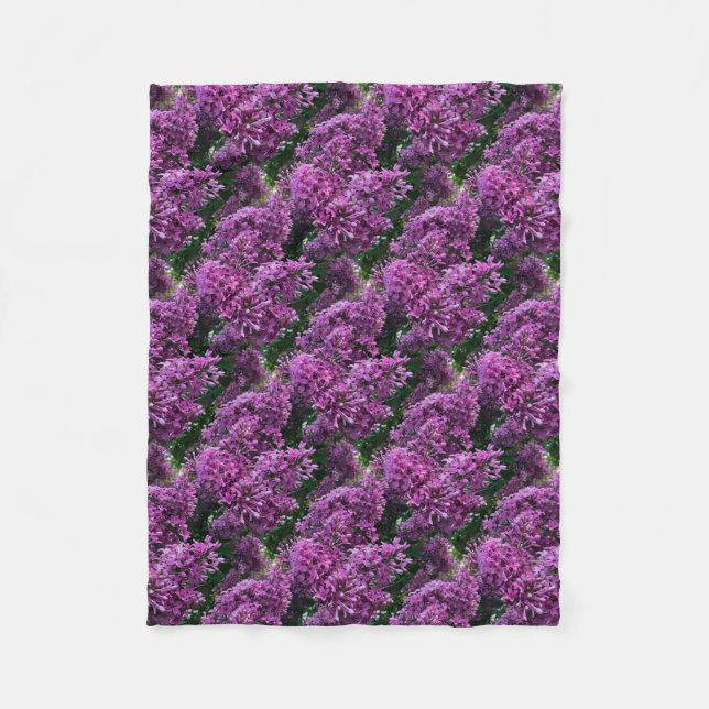 Pink purple lilacs | romantic pink floral photo fleece blanket (Front)
