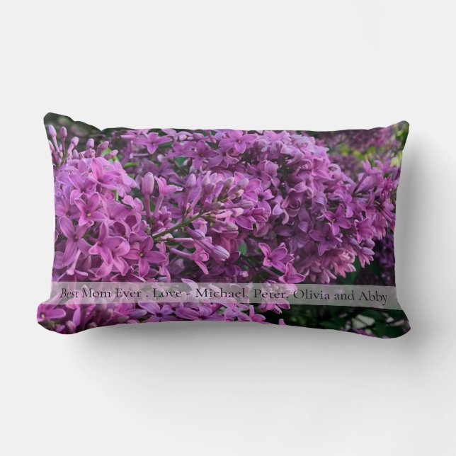 Pink purple lilacs romantic pink floral photo Mum  Lumbar Cushion (Front)