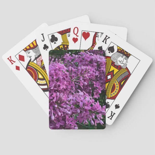 Pink purple lilacs | romantic pink floral photo playing cards (Back)
