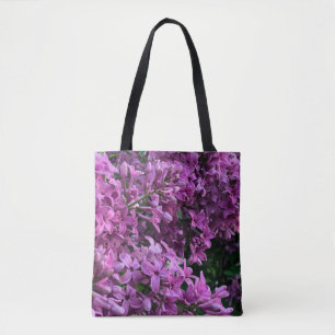 Pink purple lilacs romantic pink floral photo tote bag
