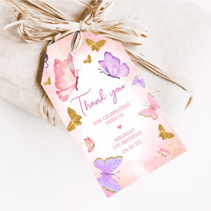 Pink Purple Little Butterfly Favour Tags