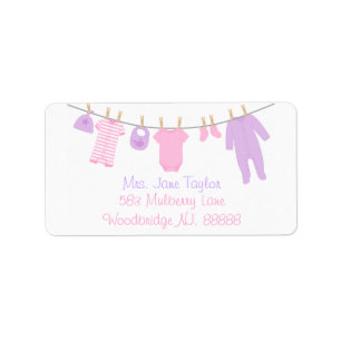 Pink & Purple Little Clothes Baby Shower Labels