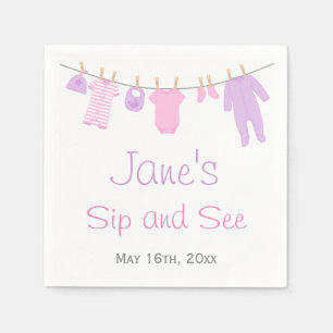 Pink & Purple Little Clothes Baby Sip and See Napkin