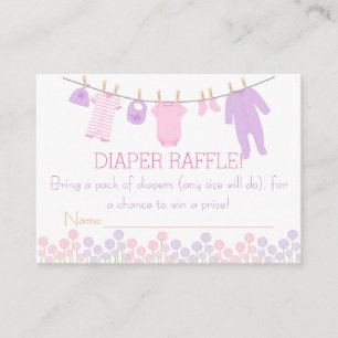 Pink & Purple Little Clothes Diaper Raffle Tickets Enclosure Card