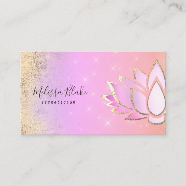 pink purple lotus design business card (Front)