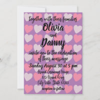 Pink Purple Love Hearts Pattern Romantic Wedding