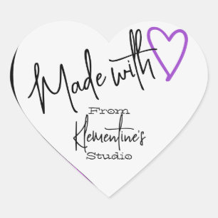 Pink Purple Made with Love Handmade From Studio Heart Sticker