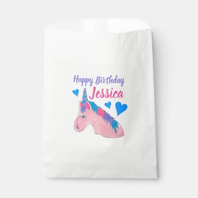 Pink Purple Magical Horse Unicorn Birthday Party Favour Bags (Front)