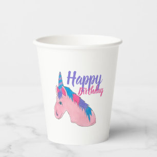 Pink Purple Magical Horse Unicorn Birthday Party Paper Cups