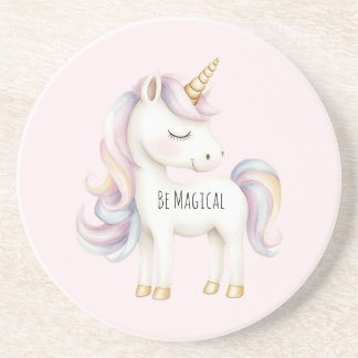 Pink Purple Magical Unicorn Coaster